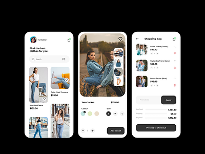 A Three-Screen Fashion App app branding design fashion mobile order uiux