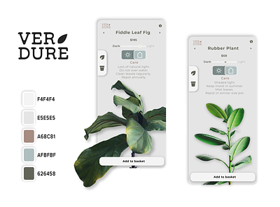 Verdure Plants branding design fiddle leaf fig graphic illustration logo plant rubber plant ui ux vector