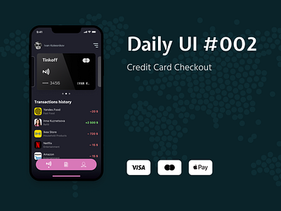 Credit Card Checkout | Daily UI #002 credit card dailyui dark inspiration interface mobile ui ux