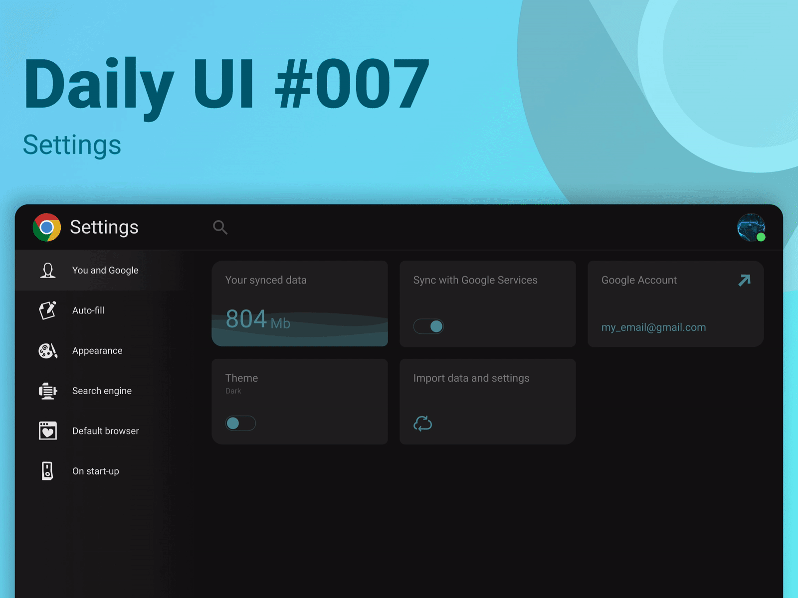 Daily UI #007 – Settings animation app block bright chrome dailyui design gradient inspiration miinimal motion graphics redesign settings ui