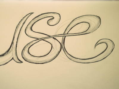 Ligatures lettering pencil sketch typography