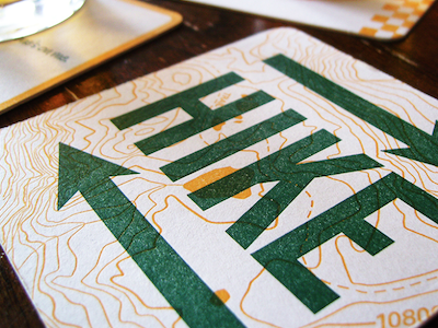 Beer Coasters for a Cause design letterpress map overprint topographic