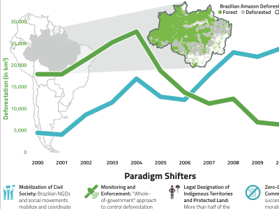 Agricultural Production vs. Deforestation in Brazil amazon chart deforestation infographic visualization
