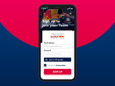 Red Bull sign up page Daily UI #001