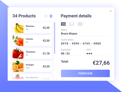 Credit Card Checkout Daily UI #002 002 checkout credit card daily ui fruit groceries