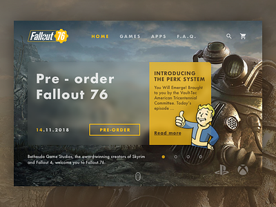 Landing Page Fallout 76 (above the fold) Daily Ui #003 003 bethesda daily ui fallout fallout 76 game landing page playstation xbox