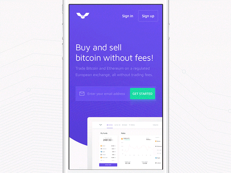 CoinFalcon Mobile landing page - Cryptocurrency exchange coin crypto currencies currency exchange finance landing page page ui ux web website