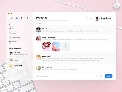 Desktop Messaging Application in Fluent Design app chat communication desktop inbox message messages messaging messenger ui ux