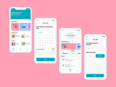 Goal saving app app design bank app design finance app goal app goal setting app mobile app designs mobile design mobile ui money app savings app ui ux