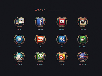 Social Icons community game icon illustration social socialmedia ui