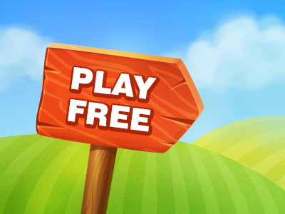 Play Free arrow arrow banner game site ui wood