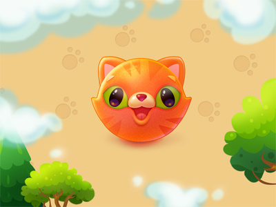 Happy kitten cat game icon illustration kitten match3