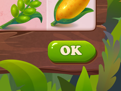 Happy farm: button button farm game illustration match3 tree ui wood