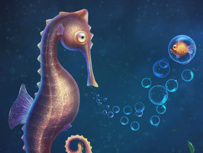 Sea ​​horse illustration fish game illustration sea sea ​​horse