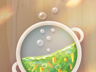 Loading bubble game icon illustration loading pot soup ui wood