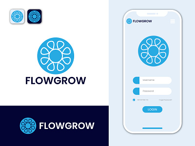 Flowgrow iconic logo branding design flower icon flowgrow icon illustration logo logotype minimalistlogo modernlogo vector