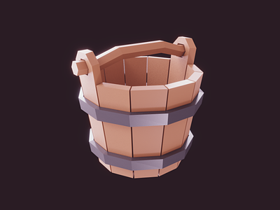 Lowpoly Bucket, Duh! 3d blender blender3d bucket game gamedev gaming indiedev lowpoly unity unity3d wooden