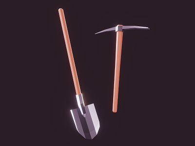 Diggin' Tools b3d blender3d gameart gamedev indiedev lowpoly pickaxe shovel u3d unity3d