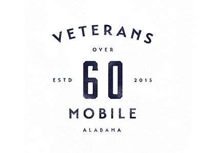 Vets over 60 60 alabama badge identity lockup logo logotype typography veterans vintage