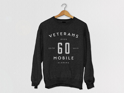 Vets over 60 (reversed) 60 alabama apparel badge lockup logo logotype typography veterans vintage