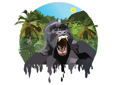 JungleReignofTheMightyGorilla 1600x1200 animals charge design digital art fierce flat gorilla illustration illustrator jungle nature power primate roar summer vector