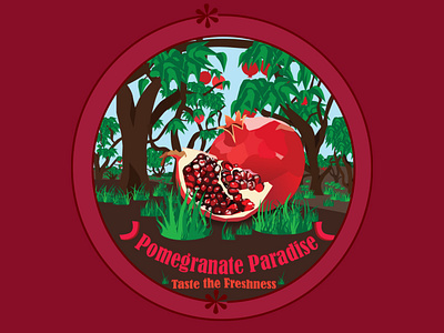 Pomegranate Paradise digital art flat food fruit growth healthy illustrator logo natural nature pomegranates vector