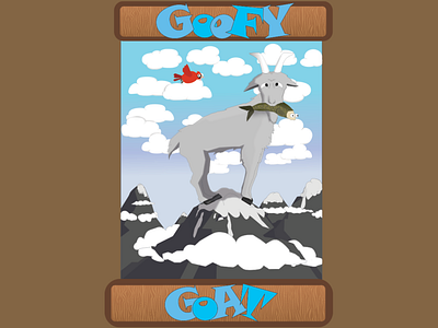 Goofy Goat animals bird cartoon clouds cold digital art fish flat goat goofy looney mountains sky snow vector