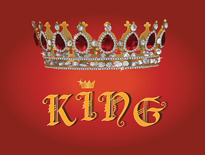 KING 3d authority crown design digital art gems illustration illustrator kingliness majesty monarch power red royal royalty ruler vector