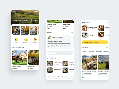 Agrotours app delivery farm gastro tour horses interface ios nature products tickets travel trip ui ux