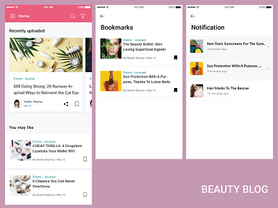 Beauty Bloging App beauty beauty app blog blog app blogging app blogging ui