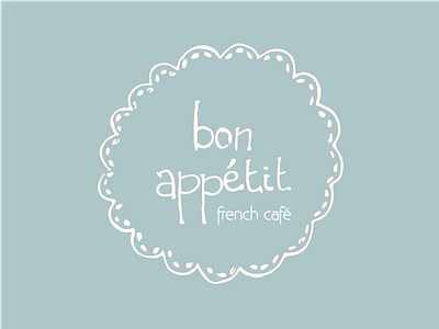 Bon appétit logo branding cafe doily drawing illustrator logo typography