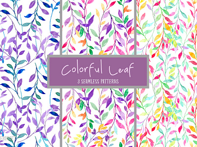 Watercolor Leaf Pattern Vector clip art colorful leaf corner croft design kit leaf illustration pattern vector watercolor