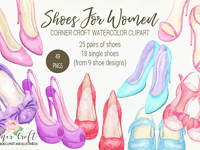 Watercolor High Heel Shoes Collection