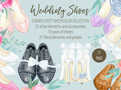 Wedding Shoes Clipart Corner Croft bride maid print clipart high heels watercolor wedding prints wedding shoes white shoes