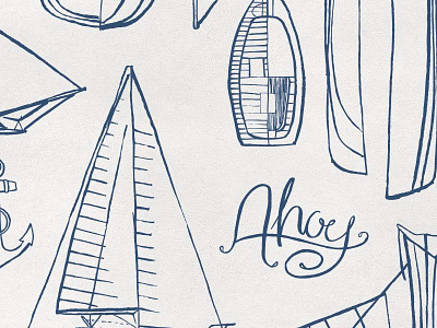 Ahoy ahoy boat hand ink lettering nautical type