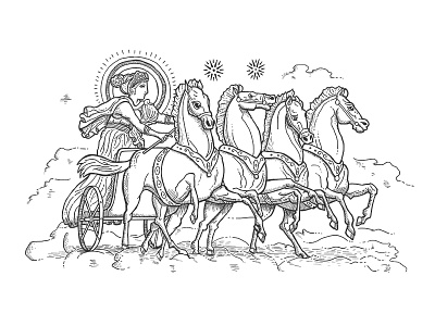 Helios Drawing chariot drawing god greek horses mythology sun