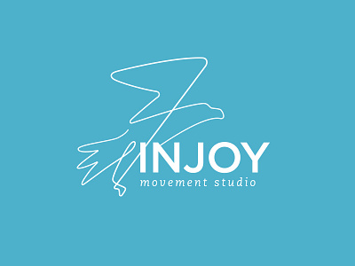 Injoy Logo bird eagle line logo mark outline profile
