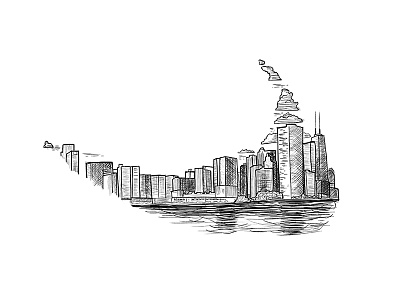 Chicago/Nantucket Illustration chicago drawing nantucket skyline