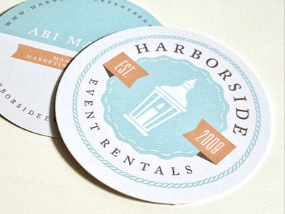 Harborside Business Cards event fire harborside lantern light rentals ribbon