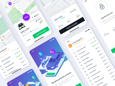 Vooom – app overview android app application cards carsharing interface ios map mobile onboarding product rentals uber ui ux