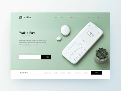 Mudita.com – Pure Product Page • Animation after effects animation clean interface landing page loop minimal motion pastel product design product page typography web webdesign website