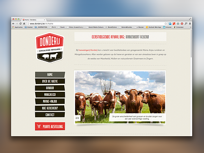Live site: Donderij butcher cows donderij homepage logo meat menu webshop website