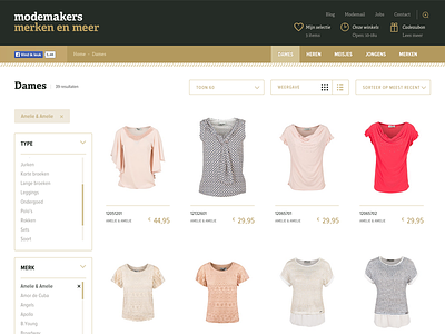 Modemakers - merken en meer black clean clothes e commerce fashion filters gold housestyle product store webshop website