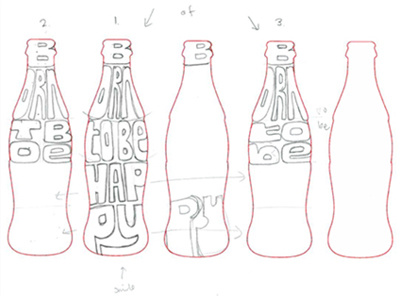 Coke Cans sketch bottle letter lettering shape typography