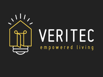 Veritec logo black bulb electric electricity energy home house light lightbulb lines living logo white yellow