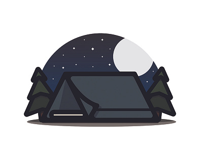 Camping camping moon tent trees