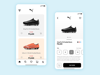 Shoes App design app design e commerce interactiondesign puma shoeapp shoes ui ux