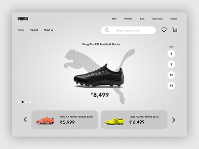 Football shoes Web UI design e commerce ui ux webdesign