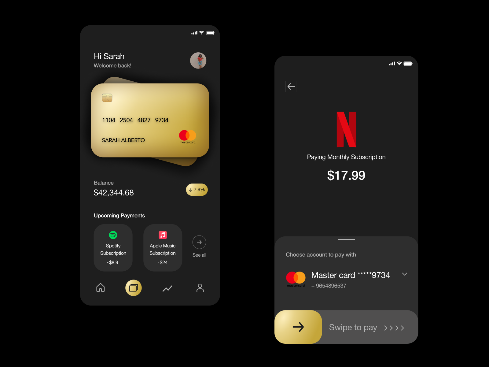 Payment screen UI by Sangeetha P on Dribbble