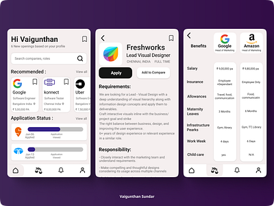 A app to compare benefits between companies while applying android app design figma graphic design illustration photoshop ui uikit userinterface